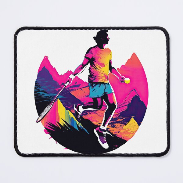 Item preview, Play with style: colorful tennis player in an action-packed match designed and sold by WallGemsArt.