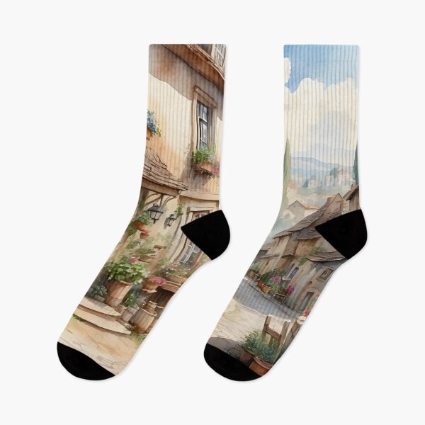 Item preview, Old European village rustic view watercolor designed and sold by Jayjaynaenae.