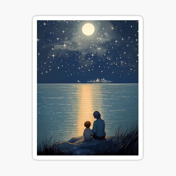 Item preview, Watching The Moon With Little Boy designed and sold by Timothystore-.