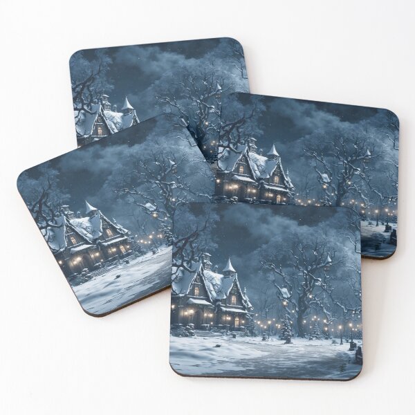 Item preview, Dark night snowy village designed and sold by Soulpurged.