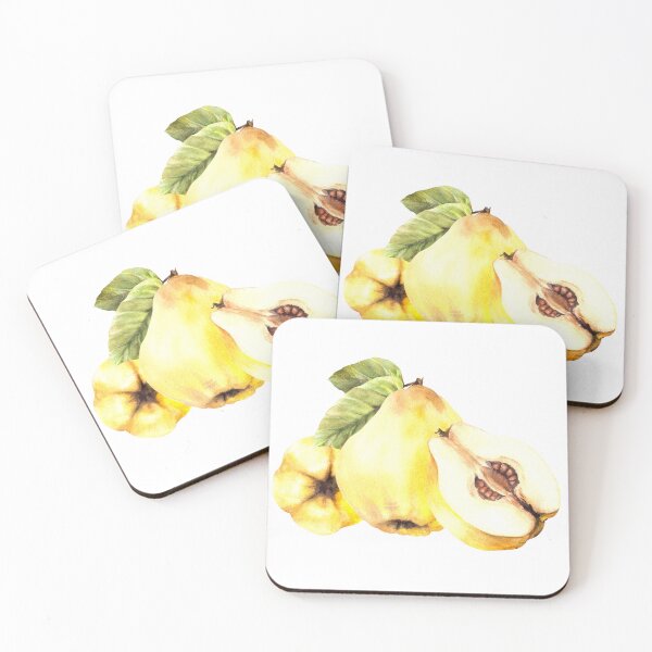Item preview, Watercolor hand drawn composition of whole and cut quince fruits with leaves. Сlipart designed and sold by BartolArt.