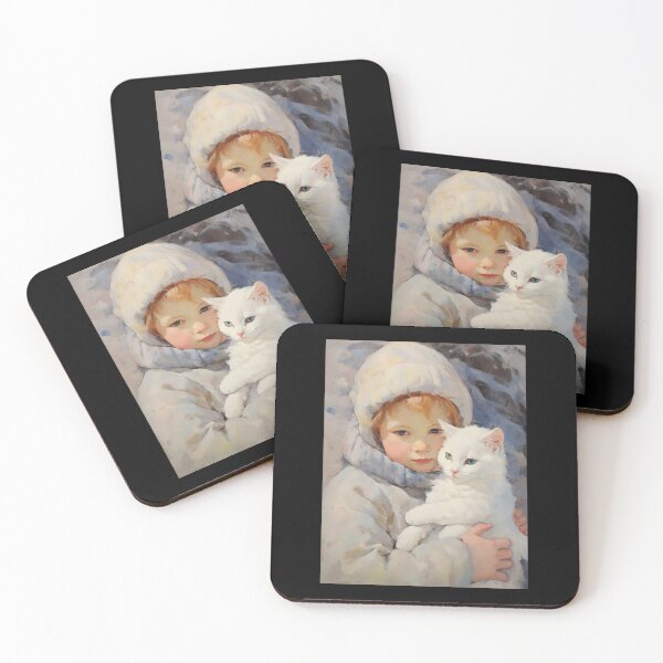Item preview, Little Girl Hugging A White Cat designed and sold by Michealfashion.