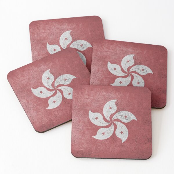 Item preview, Distressed, Old, Faded & Worn Flag of Hong Kong (Bauhinia blakeana) designed and sold by STUDIO-72.