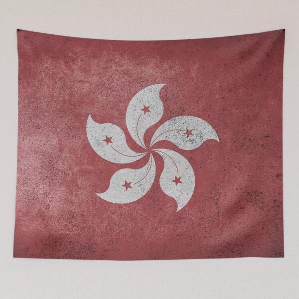 Item preview, Distressed, Old, Faded & Worn Flag of Hong Kong (Bauhinia blakeana) designed and sold by STUDIO-72.
