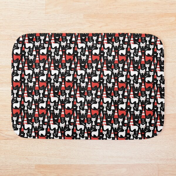 Item preview, Modern Abstract Cat Pattern - Bold Black, White, and Red Design designed and sold by bsilvia.