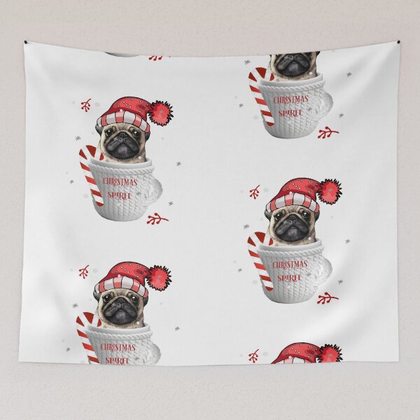 Item preview, Pug in a Christmas Cup: Festive Furry Joy designed and sold by Anastasiia Yurevych.