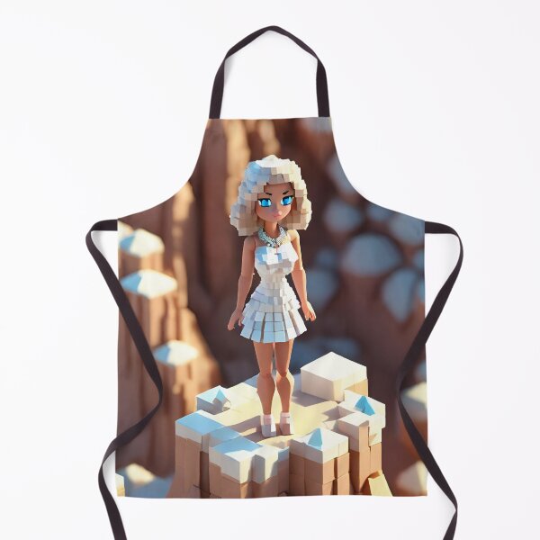Item preview, doll looking girl wearing white mini dress standing amidst big diamonds at the desert hills designed and sold by thebitsinc.