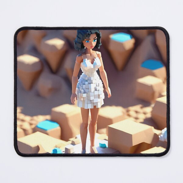 Item preview, doll looking girl wearing white mini dress standing amidst diamonds at the desert hills designed and sold by thebitsinc.