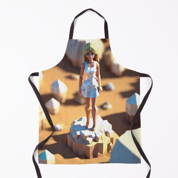 Item preview, doll looking girl wearing white mini dress standing amidst big diamonds at the desert hills designed and sold by thebitsinc.