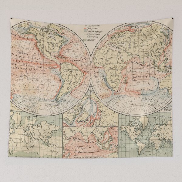 Item preview, Vintage World Ocean Currents Map (1905) designed and sold by BravuraMedia.