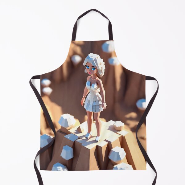 Item preview, doll looking girl wearing white mini dress standing amidst big diamonds at the desert hills designed and sold by thebitsinc.