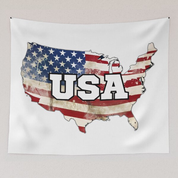 Item preview, USA Continental Map colored with distressed American Flag designed and sold by AmericaFreedom.