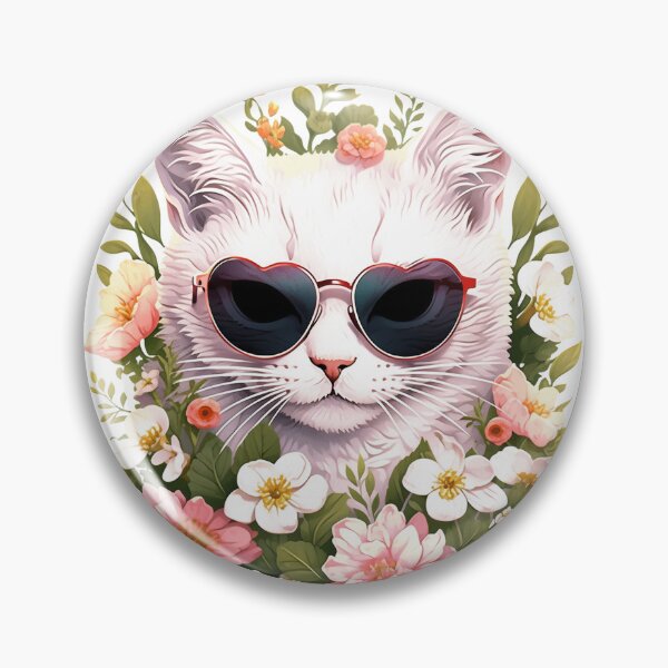 Item preview, Lindo gato en vasos con flores. designed and sold by NickChe.