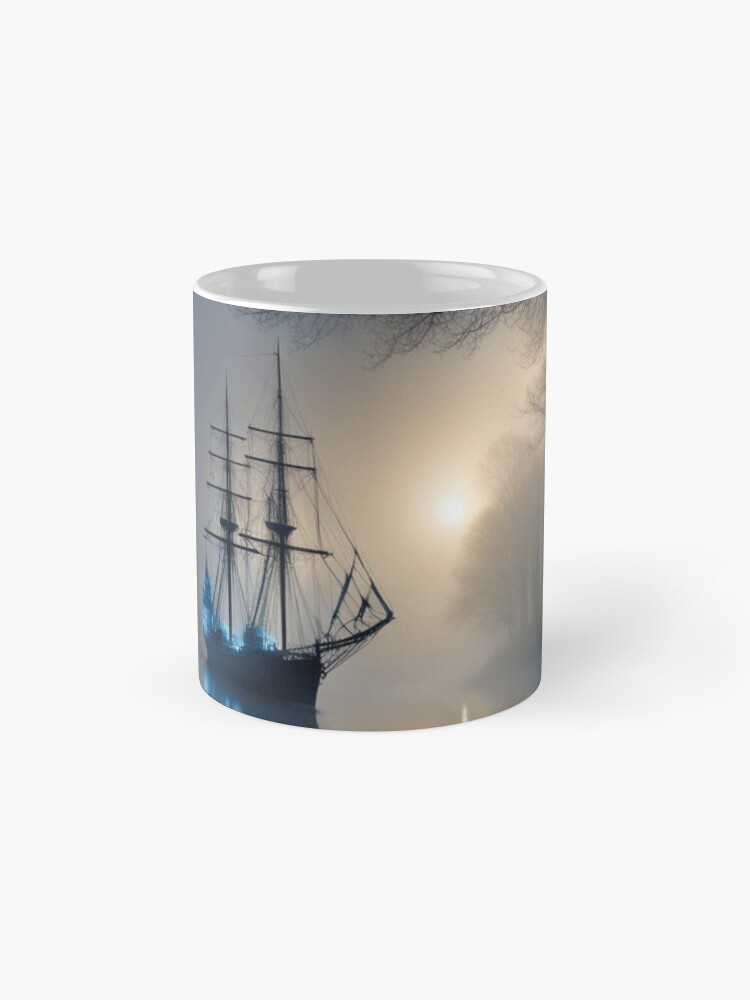 Thumbnail 4 of 6, Coffee Mug, Ship in the Mist designed and sold by LenCarol.
