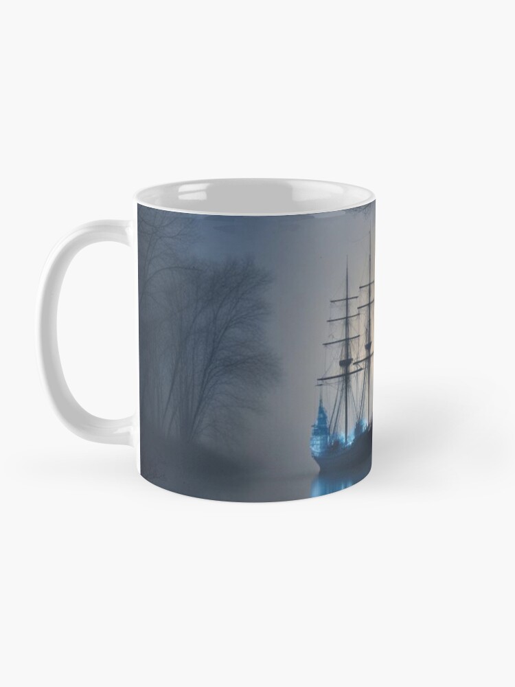 Thumbnail 3 of 6, Coffee Mug, Ship in the Mist designed and sold by LenCarol.