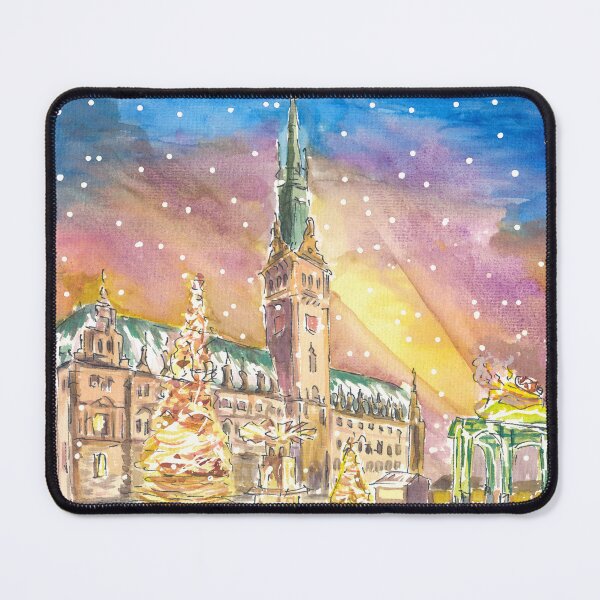 Item preview, Hamburg City Hall Square Snowing and Festive Market designed and sold by artshop77.