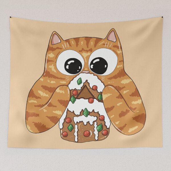 Item preview, Gingerbread House Kitty Print designed and sold by Julia Sol.