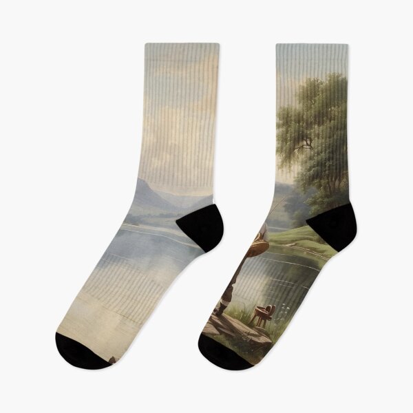Item preview, Fishing man at lake rustic nature view vintage style designed and sold by Jayjaynaenae.