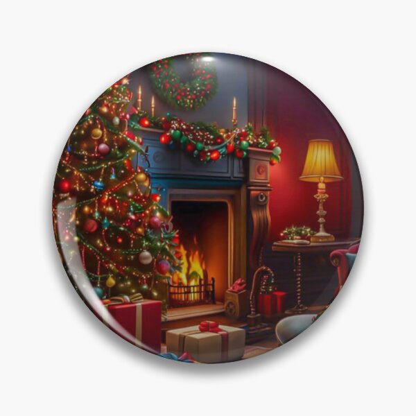 Item preview, Cozy & Warm Christmas Living Room With Christmas Tree, Warm Fireplace and presents Under the Tree designed and sold by MyArt23.