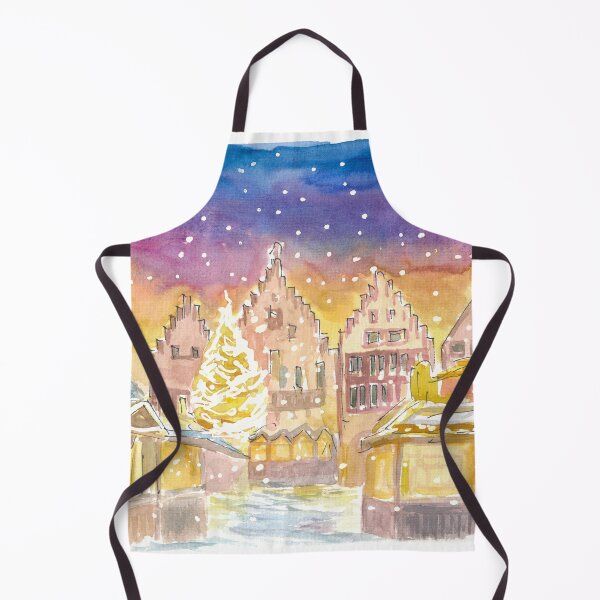 Item preview, Frankfurt Germany Romantic Christmas Market at Night and Snowing designed and sold by artshop77.