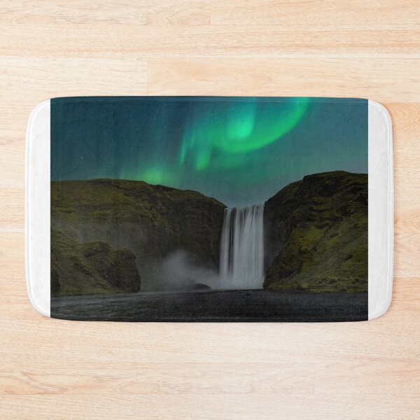 Item preview, Skogafoss waterfall in Iceland with northern lights designed and sold by pietrofoto.
