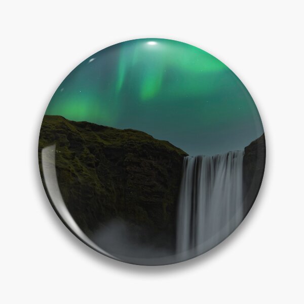 Item preview, Skogafoss waterfall in Iceland with northern lights designed and sold by pietrofoto.