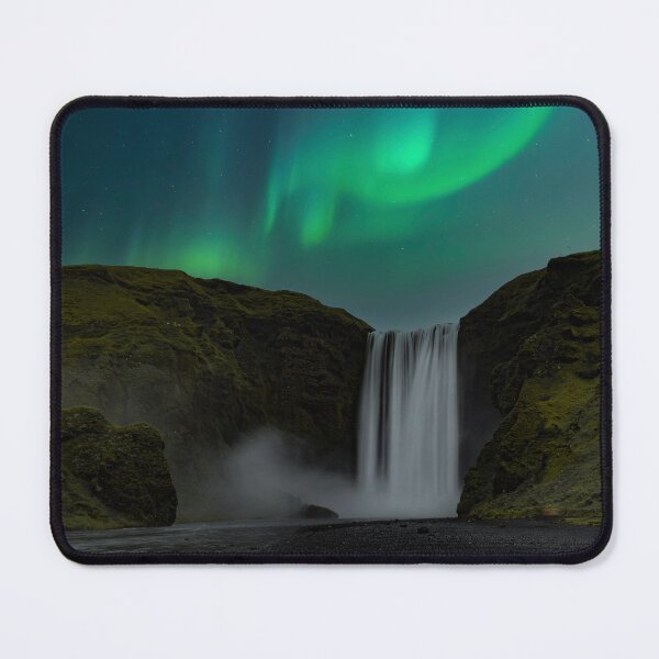 Item preview, Skogafoss waterfall in Iceland with northern lights designed and sold by pietrofoto.