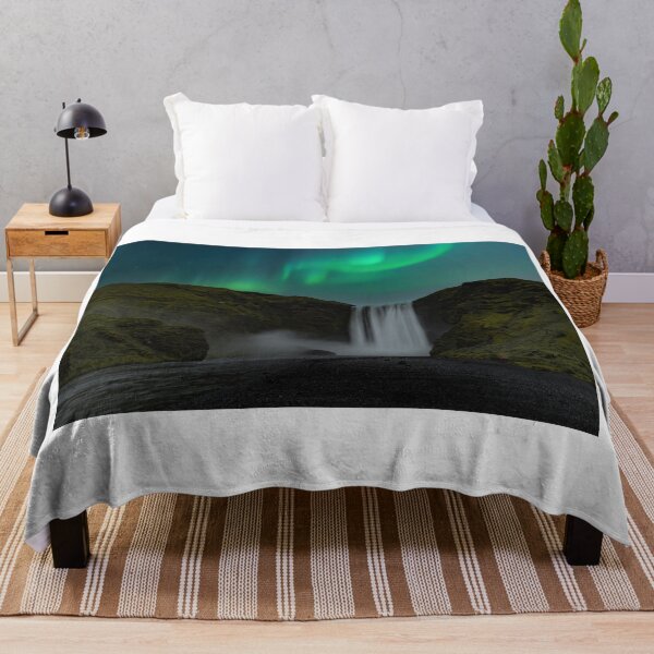 Item preview, Skogafoss waterfall in Iceland with northern lights designed and sold by pietrofoto.