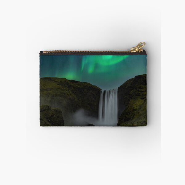 Item preview, Skogafoss waterfall in Iceland with northern lights designed and sold by pietrofoto.