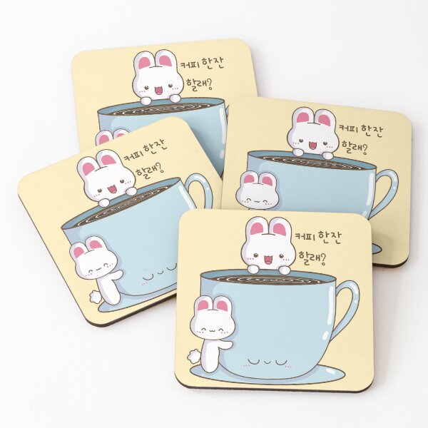Item preview, A cute bunnies asking, Would you like a cup of coffee? in Korean designed and sold by Kimchi-style-.
