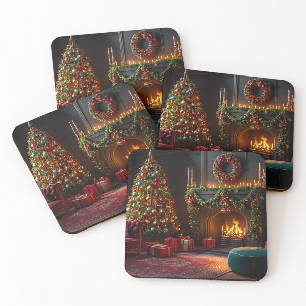 Item preview, Cozy & Warm Christmas Living Room With Window - Christmas Tree, Warm Fireplace and Presents Under the Tree designed and sold by MyArt23.