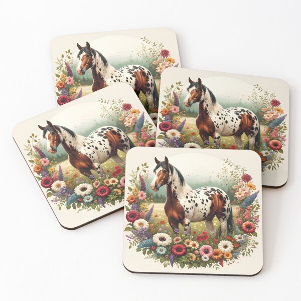 Item preview, Appaloosa horse in cottagecore style with flowers designed and sold by DesignMT.