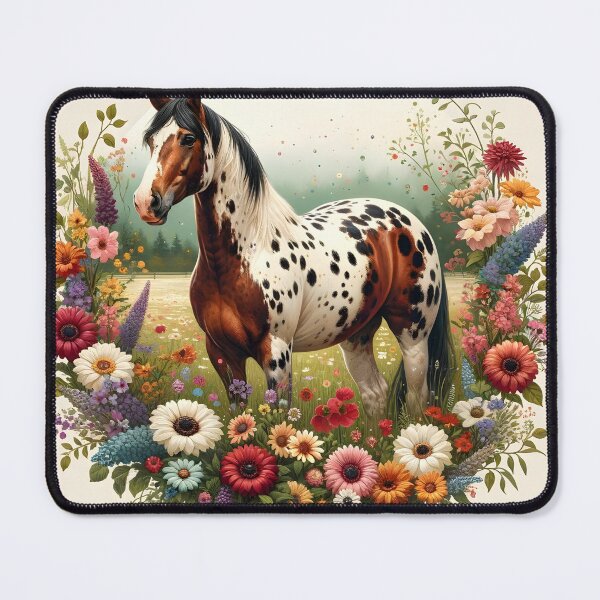 Item preview, Appaloosa horse in cottagecore style with flowers designed and sold by DesignMT.