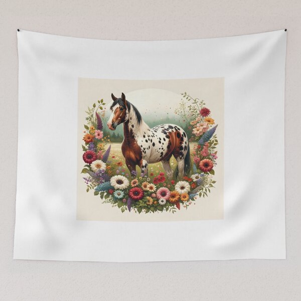 Item preview, Appaloosa horse in cottagecore style with flowers designed and sold by DesignMT.