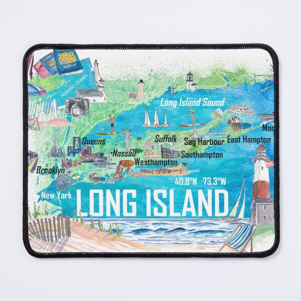 Item preview, Long Island Illustrated Map with Roads and Highlights designed and sold by artshop77.
