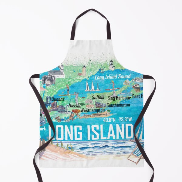 Item preview, Long Island Illustrated Map with Roads and Highlights designed and sold by artshop77.