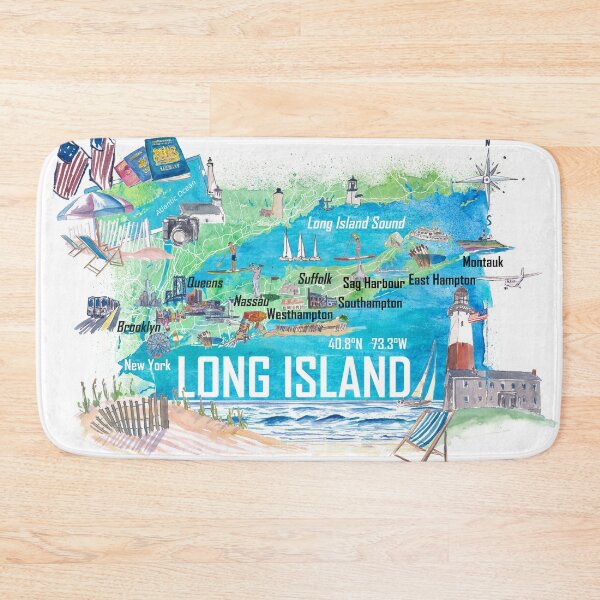 Item preview, Long Island Illustrated Map with Roads and Highlights designed and sold by artshop77.