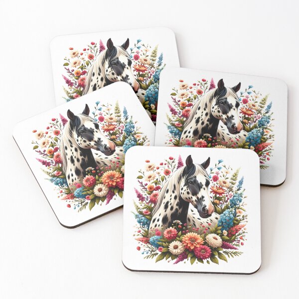 Item preview, Appaloosa horse in cottagecore style with flowers designed and sold by DesignMT.