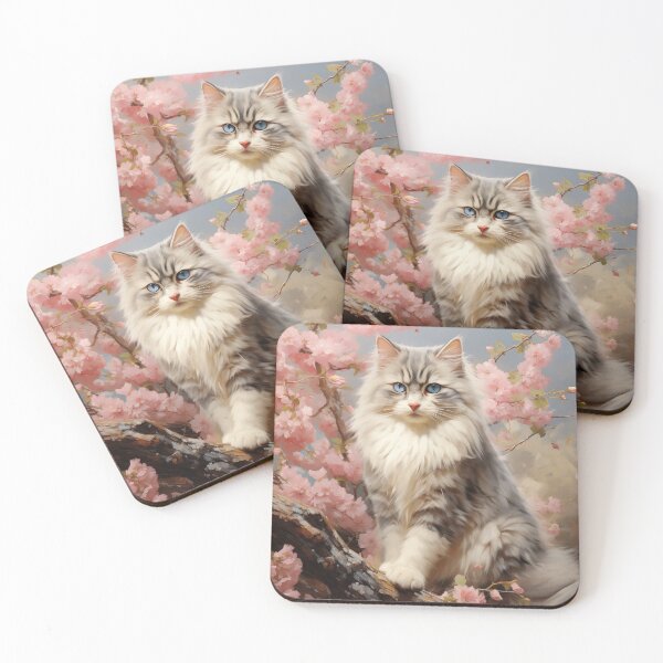 Item preview, Ragdoll cat portrait with flowers designed and sold by PetsArt.