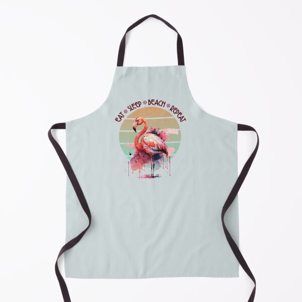 Item preview, EAT SLEEP BEACH REPEAT Flamingo Retro Sunset Watercolor Art designed and sold by adriana-holmes.