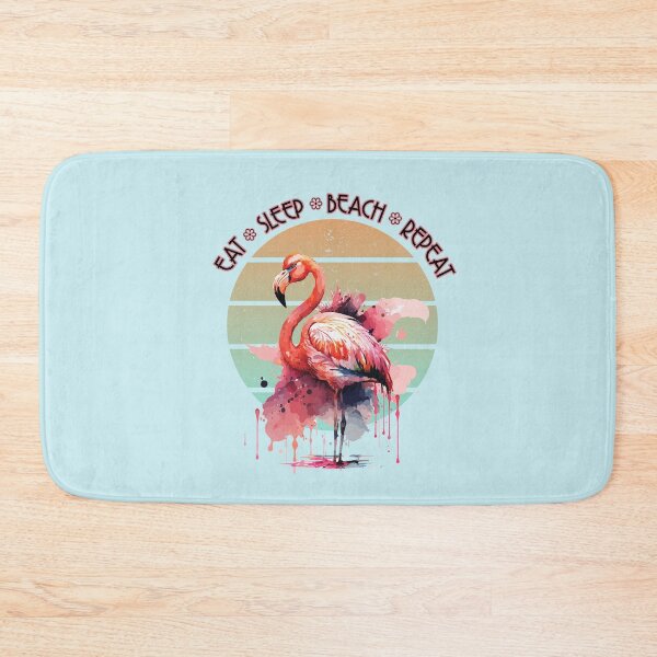 Item preview, EAT SLEEP BEACH REPEAT Flamingo Retro Sunset Watercolor Art designed and sold by adriana-holmes.
