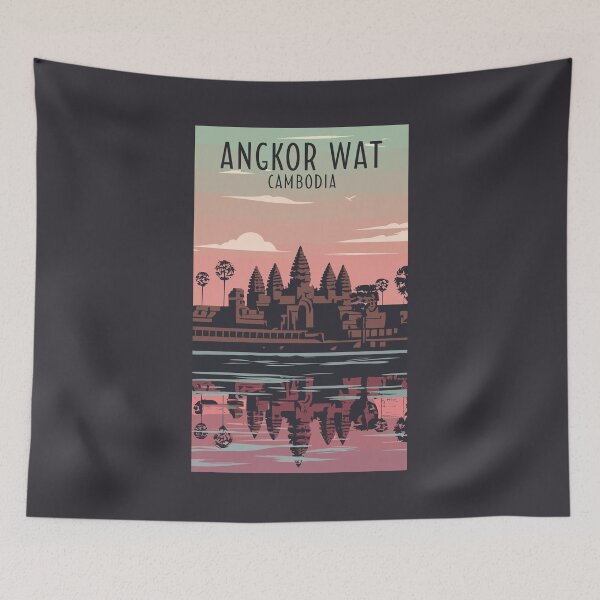 Item preview, A Vintage Travel Art of Angkor Wat - Cambodia designed and sold by GoodOldVintage.