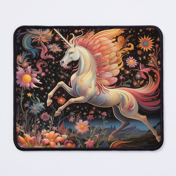 Item preview, Unicorn Fantasy Flowers Rainbow Equestrian Gift designed and sold by Saltycrowshop.