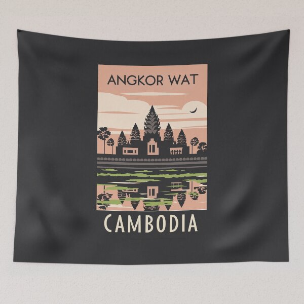 Item preview, A Vintage Travel Art of Angkor Wat - Cambodia designed and sold by GoodOldVintage.