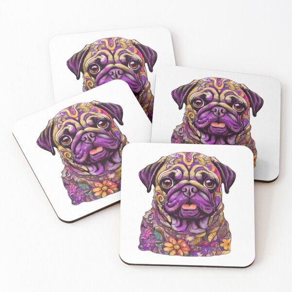 Item preview, Portrait of pug with purple color designed and sold by MauraMeadow.