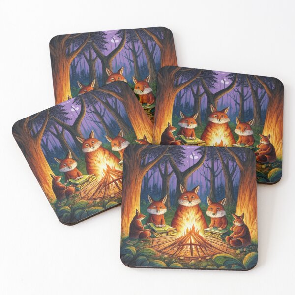 Item preview, Boring fire in a forest with rabbit, wolf,fox  and other animals reading books, cute animals reading books  designed and sold by Obinne.
