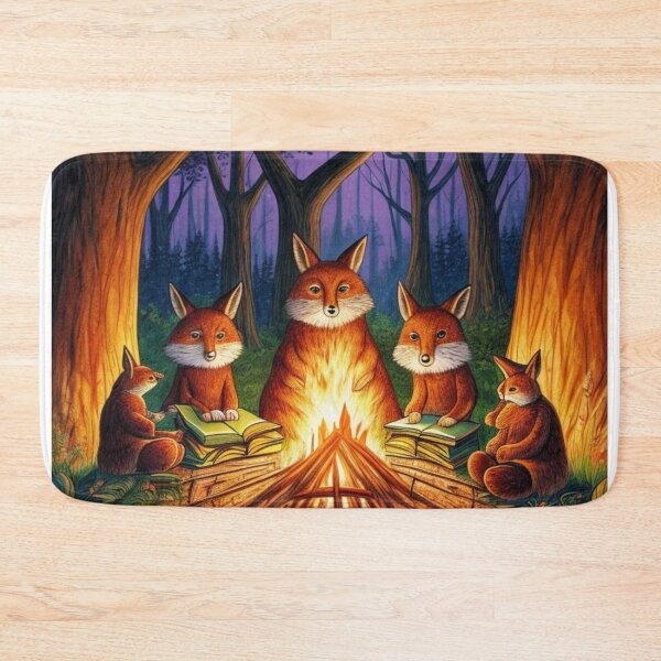 Item preview, Boring fire in a forest with rabbit, wolf,fox  and other animals reading books, cute animals reading books  designed and sold by Obinne.