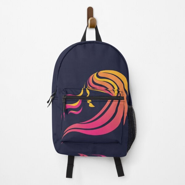 Item preview, logo woman face black profile colors orange pink navy blue beautiful T-shirt, cool logo on the dress, wonderful backpack, bedding for teenagers, backpack designed and sold by gulka8.