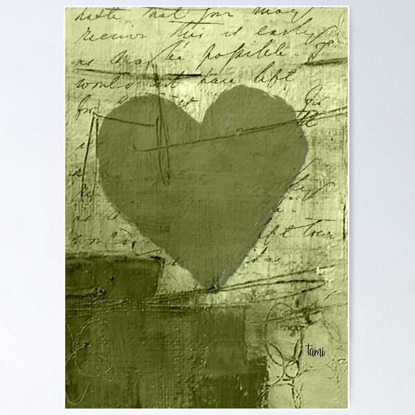Item preview, Green heart on green background, portrait designed and sold by a3-studio.