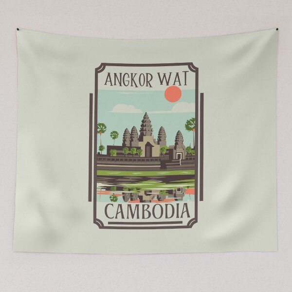 Item preview, A Vintage Travel Art of Angkor Wat - Cambodia designed and sold by GoodOldVintage.